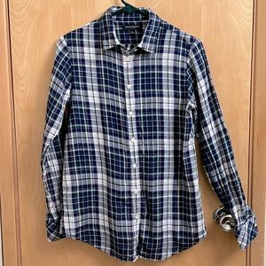 Banana Republic Blue Plaid Soft Wash Flannel with Gingham lining